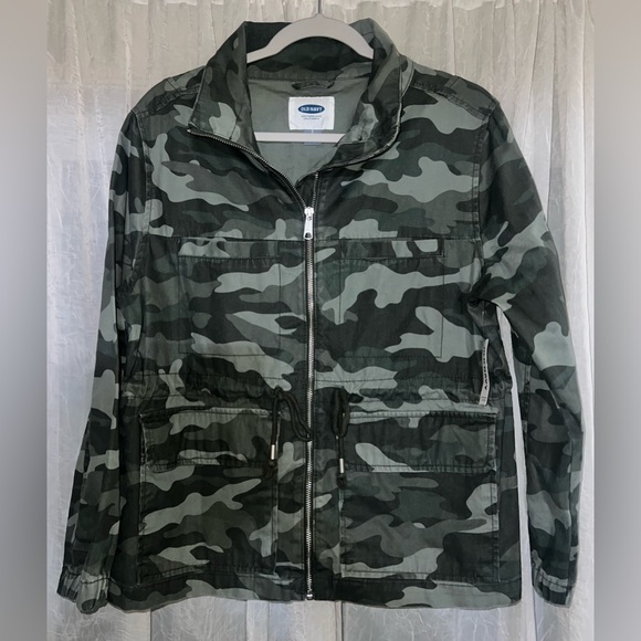 NWT Old Navy Women’s Green Camo Field Utility Jacket size Large Petite - Picture 2 of 6